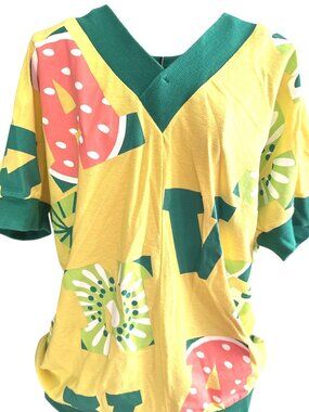 Awakening Veganic Shirt Fruit Print Graphic Top Colorful Novelty Art Shirt L